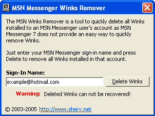 MSN Winks Remover Screenshot